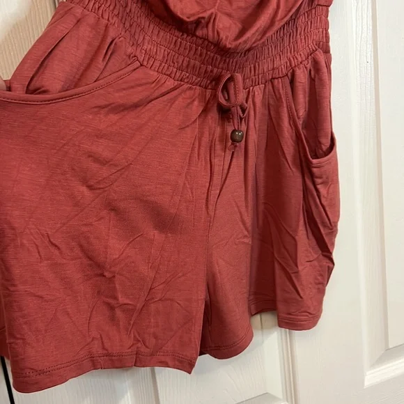 NWT Venus Lascana romper shorts swimsuit cover up off the shoulder light red 8 - Picture 4 of 9